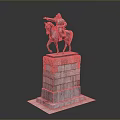 The Man Riding a Horse Statue on Stone Pedestal With Carved Decorations