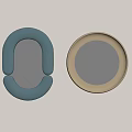 Blue Curved and Beige Round Decorative Mirrors Wall Mounted Home Design