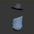 Blue Shirt Shaped Storage Box With Tie Decoration And Gray Straw Hat