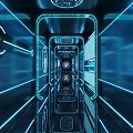 Futuristic Sci Fi KTV Interior With Blue Lights And Space Decor 3d model