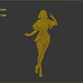 Animated Female Character With Orange Hair Elaborate Purple Outfit In Dynamic Pose