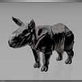 Realistic 3D Baby Rhinoceros Model With Gray Wrinkled Skin Small Horn And Smooth Surface