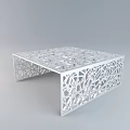 White Square Coffee Table With Intricate Geometric Cutout Patterns On Surface And Sides 3d model