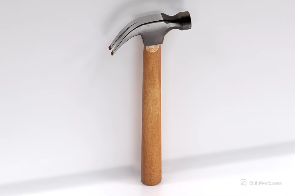 Sturdy Weapon Hammer With Metal Head And Wooden Handle Design 3d model 