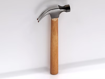 Sturdy Weapon Hammer With Metal Head And Wooden Handle Design 3d model