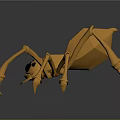 Orange Spider 3D Model With Black Eyes Eight Legs And Minimalist Geometric Design
