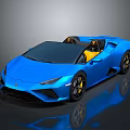 Blue Convertible Sports Car With Yellow Seats And Sleek Exterior Design