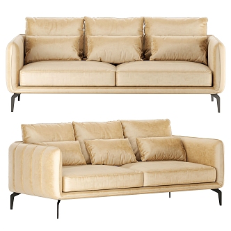 Double sofa fabric double sofa 3d model