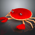 Cute Red Cartoon Aquatic Animal Crab With Big Eyes Red Claws And Light Colored Legs