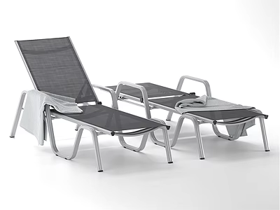 Outdoor Lounge Chair Frames With Mesh Seats And Adjustable Backrests 3d model