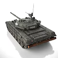 Military Green Armored Combat Tank With Cannon Tracks Top Antenna And Number 008