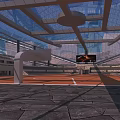 Modern Basketball Court With Glass Roof Metal Frame Basketball Hoop And Wooden Floor