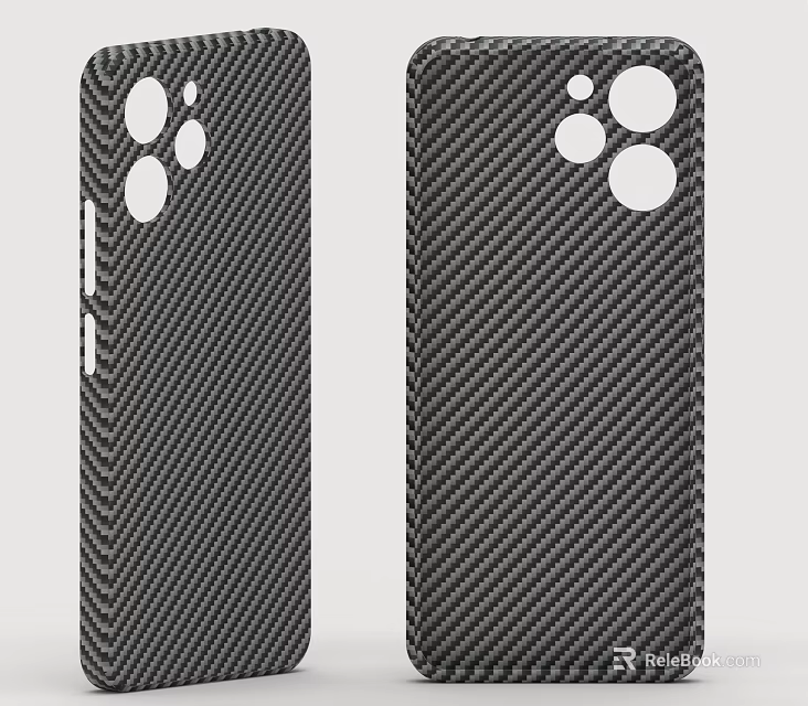 Carbon Fiber Phone Case with Textured Pattern and Camera Protection Design 3d model