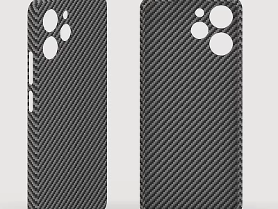 Carbon Fiber Phone Case with Textured Pattern and Camera Protection Design 3d model