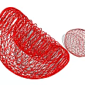 Modern Red Wireframe Single Chair With Abstract Mesh Structure Design