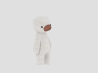 White Duck Shaped Plush Toy With Brown Beak In Standing Pose On Gray Background 3d model