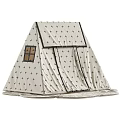 Neutral Style Canvas Kids Play Tent With Exquisite Wooden Toys And Cute Decorative Balloons