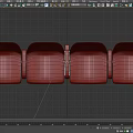 Red Public Seating with Four Connected Chairs and Metal Frame Armrests