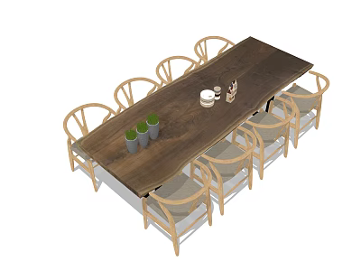 Modern Dining Table and Chair Combination Table and Chair Combination Dining Table Long Table and Chair 3d model