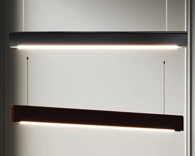 Modern Long Linear Pendant Light With Metal Frame And Warm Illumination 3d model