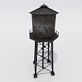 Industrial Water Tower Equipment With Metal Frame Support And Platform Structure 3d model