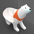 Cute Polar Bear Shaped Children's Chair with White Body and Orange Scarf Design