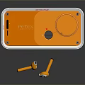 NEXO Orange Compact Portable Computer With Headphones And Time Display Screen 3d model