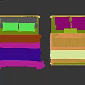 Modern Double Bed With Wooden Frame Beige Bedding Cozy Blanket And Ruffled Pillows