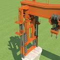 Orange Industrial Bridge Girder Launcher Installed On Concrete Pillars For Bridge Construction