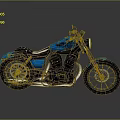 Classic Blue Motorcycle With Black Leather Seat Silver Exhaust And Stylish Graphics