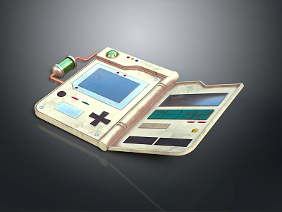 Open Handheld Game Console With Screen D-pad Buttons And Battery Pack Design 3d model