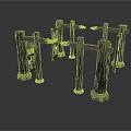 Traditional Wooden Architectural Structures With Ancient Pillars And Beams