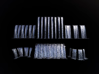 Decorative Garden Ornament Featuring Tiered Waterfalls And Illuminated Design Elements 3d model