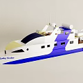 Blue And White Yacht Lady Diaden With Multi Level Structure 3d model