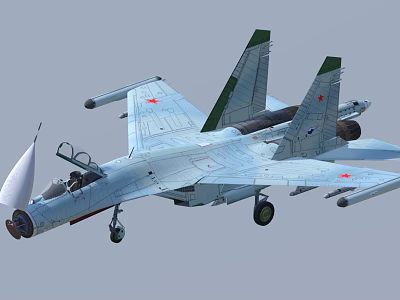Military Fighter Jet With Open Cockpit Mounted Missiles And Red Star Emblems On Wings 3d model