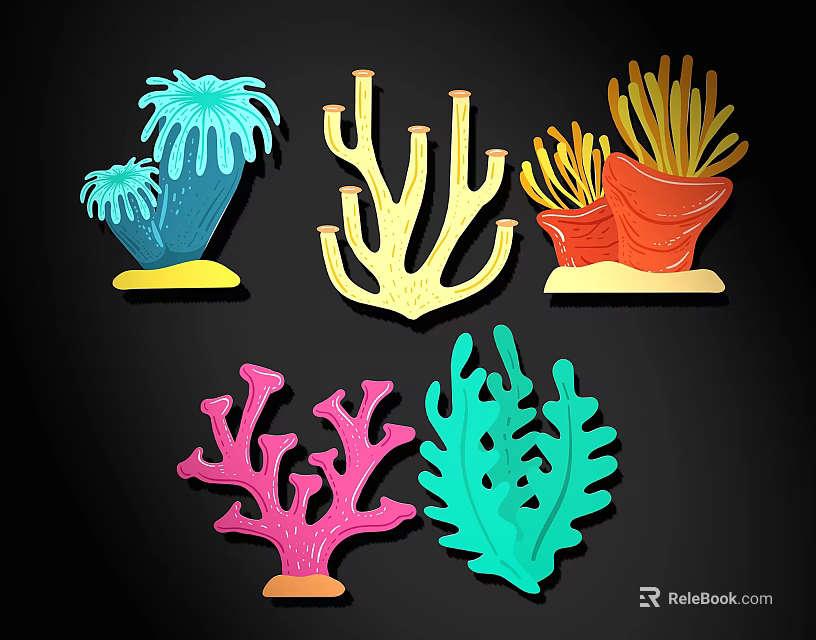Colorful Coral Shaped Wall Decor with Vibrant Designs for Home Interior Decoration 3d model 
