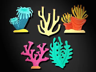 Colorful Coral Shaped Wall Decor with Vibrant Designs for Home Interior Decoration 3d model