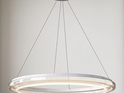 Modern Circular Chandelier with Illuminated Ring Design Metallic Frame and Suspended Wires 3d model