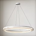 Modern Circular Chandelier with Illuminated Ring Design Metallic Frame and Suspended Wires