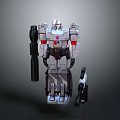 Transformers Action Figure Robot Toy With Silver Gray Body Purple Accents And Weapons