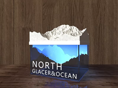 Creative Decorative Lamp Featuring North Glacier and Ocean Design on Wooden Background 3d model