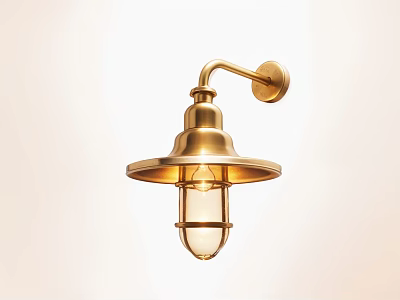 Brass Vintage Wall Lamp With Transparent Glass Shade Mounted On White Wall For Home Decor 3d model