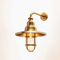 Brass Vintage Wall Lamp With Transparent Glass Shade Mounted On White Wall For Home Decor