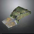 Realistic Detailed 3D Terrain Model Showcasing Natural River Grassland And Mountains