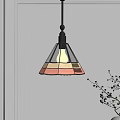 Bell Shaped Stained Glass Pendant Light Hanging In Minimalist Interior With Decorative Branch