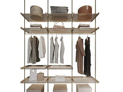 Modern Open Wardrobe with Hanging Clothes Shelves Baskets and Storage Boxes 3d model