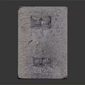 Gray Concrete Block With Two Holes And Rough Surface On Dark Background