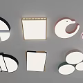 Modern Ceiling Lights With Various Shapes Black White Gold Frame And Rabbit Design 3d model