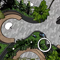 Outdoor Landscape Seating Design Surrounded By Lush Green Plants And Natural Environment