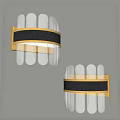 Modern Crystal Wall Sconce With Golden Brass Frame And Leather Trim